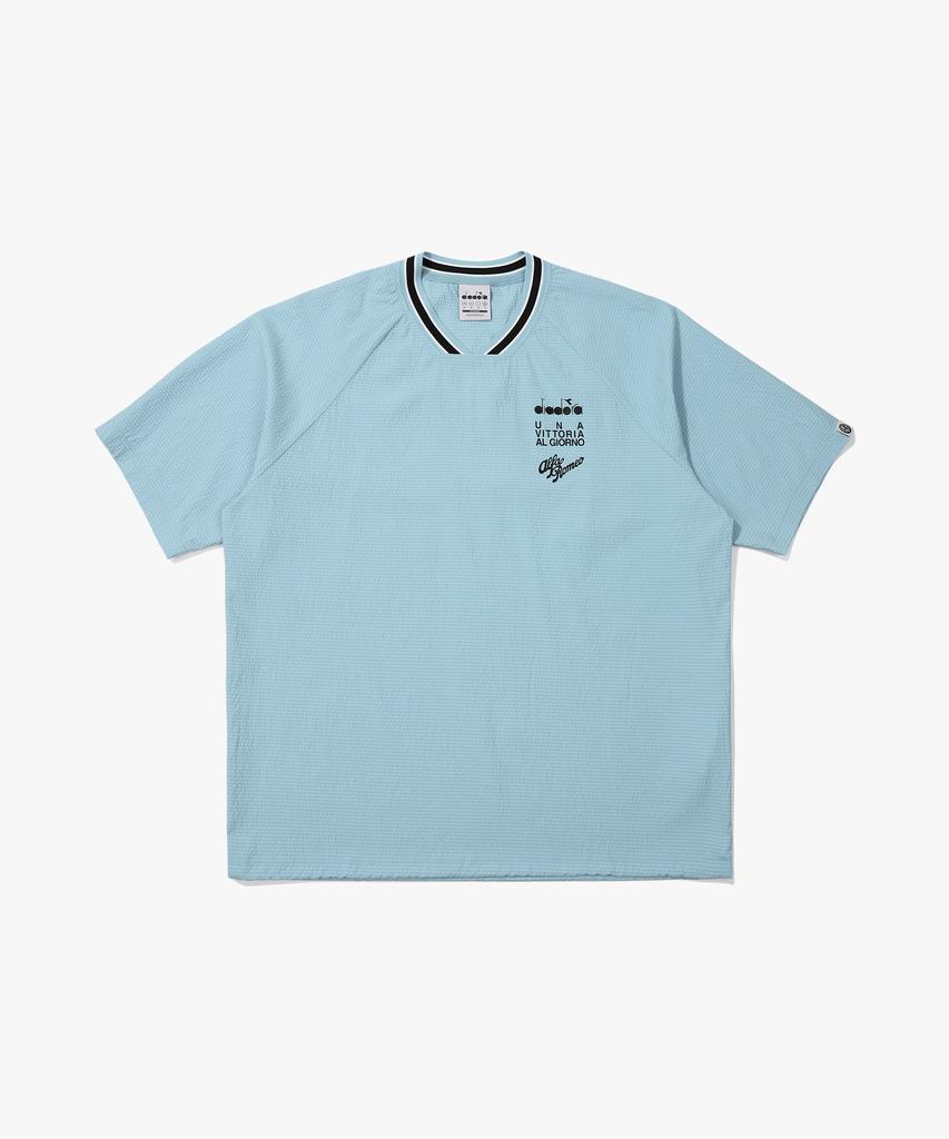 Diadora Alfa Romeo Seersucker Short Sleeve T-Shirt Sky Blue