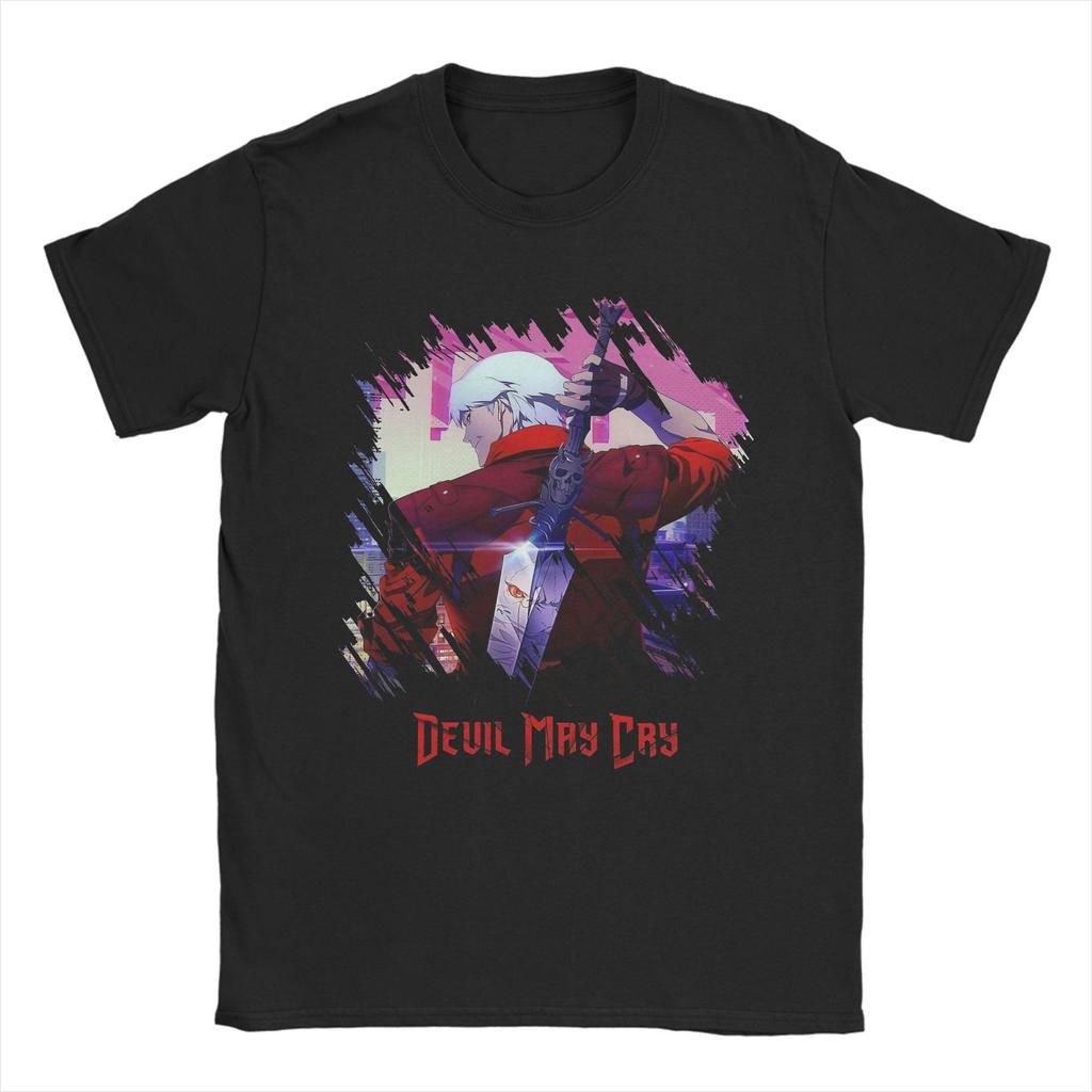 Den Vita Kaninen Devil May Cry DMC Spel Herr T-shirt Vintage T-shirts Kortärmad Rundhals T-shirt 100% Bomull Kläder