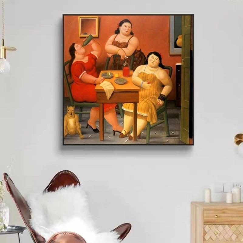 Fernando Botero Famous Canvas Painting Fat Art Man and Woman Family Posters Print Wall Art Picture for Living Room Decor Cuadros