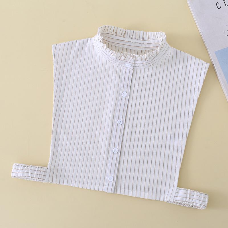 Women Cotton Printed Detachable Lapel Fake Collar Shirt White Ruffles False Collar Woman Removable False Blouse Nep Kraagie