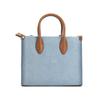 Michael Kors MK Mirella Logo Hardware Zipper Pocket Cotton Denim Tote Bag Women Tote Bags Light-Blue 35F3G7ZC5C-DENIM