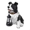 Dog Sculpture with Solar Light for Outdoor Use, Resin Figurine Garden