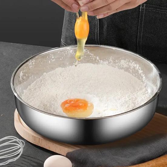 Stainless Steel Mixing Bowl Thickened Dough Kneading Basin 32cm Multi-Purpose Basin for Stirring Salads Beating Eggs Cleaning Vegetables KTY