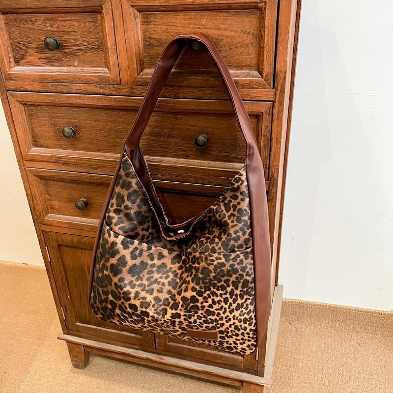 Retro Fashion Leopard Print Lazy Wind Summer New Large-capacity Casual Tote Bag Single Shoulder Underarm Handbag