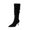 9800-1 Internet Celebrity Pointed Thin Boots But Knee Boots Women's Autumn and Winter New Suede Thin Heel Boots Women's Boots