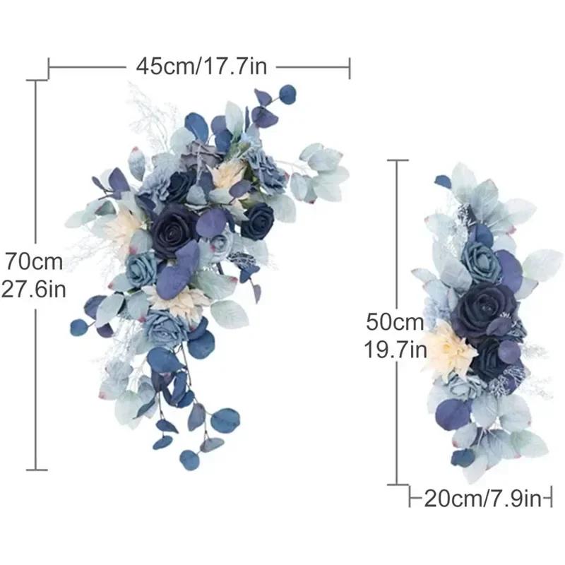 2 Pcs Artificial Wedding Arch Flowers Kit Wedding Flowers Garlands Silk Peony Flower Swag Welcome Sign Floral for Ceremony Party