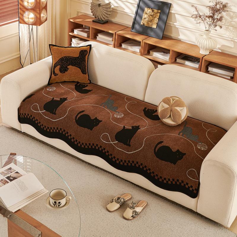 Chenier Cartoon Sofa Cushion, Straight Row Sofa Cushion New Non-Slip Seat Cushion, Four-Season High-End Cover Cloth Towel