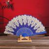 Dancing Fan Folding with Hanging Ring Smooth Opening Comfortable Grip Dance Clear Pattern Chinese Style Fabric School Supply