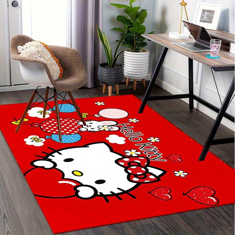 Office Rug Hello Kitty, balloons Anti-Slip Rug, Machine Washable for Living Room, Bedroom, Office, Multiple Sizes, Bedroom Mat, Decorative Mat, Durabl