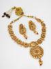 Gold-Plated White Stone-Studded & Beaded Temple Jewellery Set