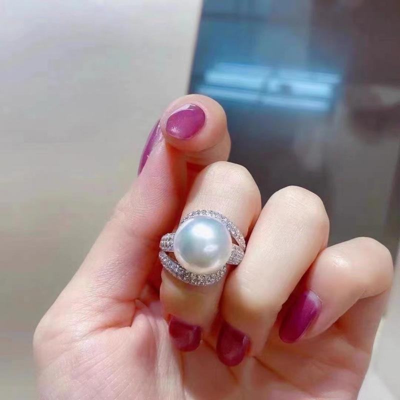 High Carbon Diamond Pearl Women s Ring - Adjustable European Style Luxury with Cold and Indifferent Charm Adjustable Open Size