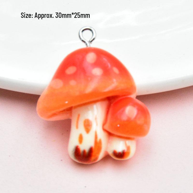Resin Cartoon Mushroom & Red Umbrella Bag Charm DIY Jewelry Accessory