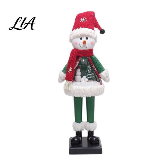Lighted Christmas Figurines LED Figurine, Swirling Glitter Santa Claus Elk Snowman Indoor Holiday Party Decor Decoration with Music for