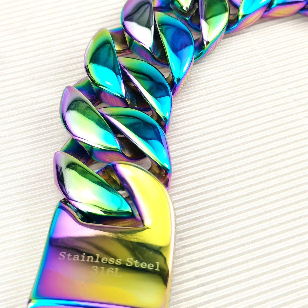 32mm width bling massive 316L stainless steel iridescent Hip hop bracelet designer chrams