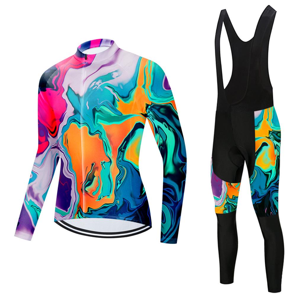 Set Long Sleeve Top Strap Pants Cycling Suit 2026 Autumn Breathable Cycling Suit Set