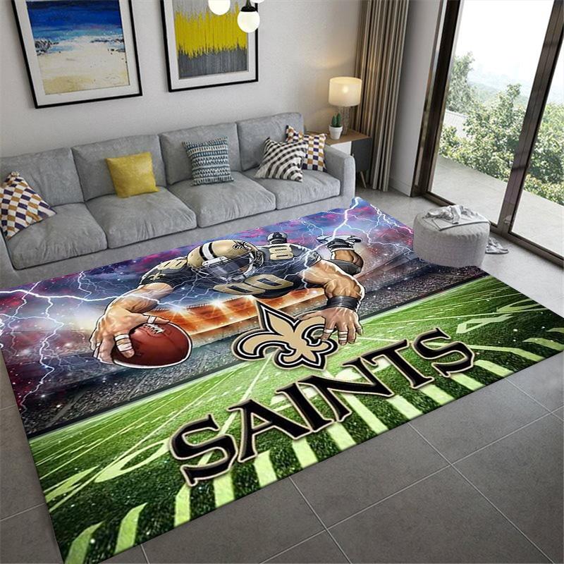New Orleans Saints Logo Teppich für Wohnzimmer Schlafzimmer Zuhause Sofadekoration, Kinderspiel rutschfeste Bodenmatte