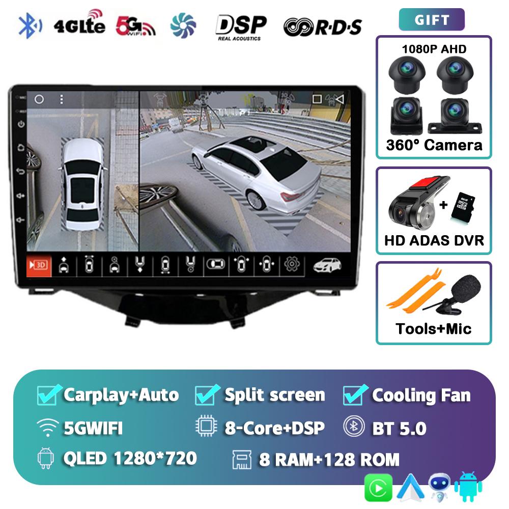 Android 14 Carplay Auto Car Radio For Toyota Aygo Peugeot 108 Citroen C1 2016-2020 Multimedia Video Player GPS Autoradio Stereo