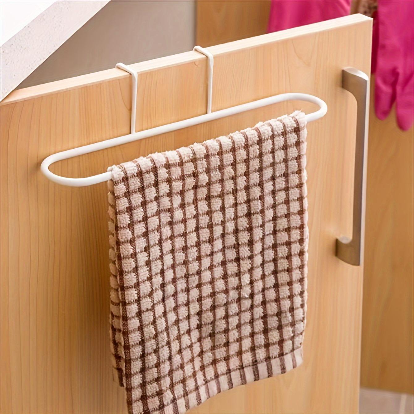 

1pc hanging towel pole, bathroom towel rack, hanging towel rack, kitchen cabinet door back cloth rack, bathroom accessories белый