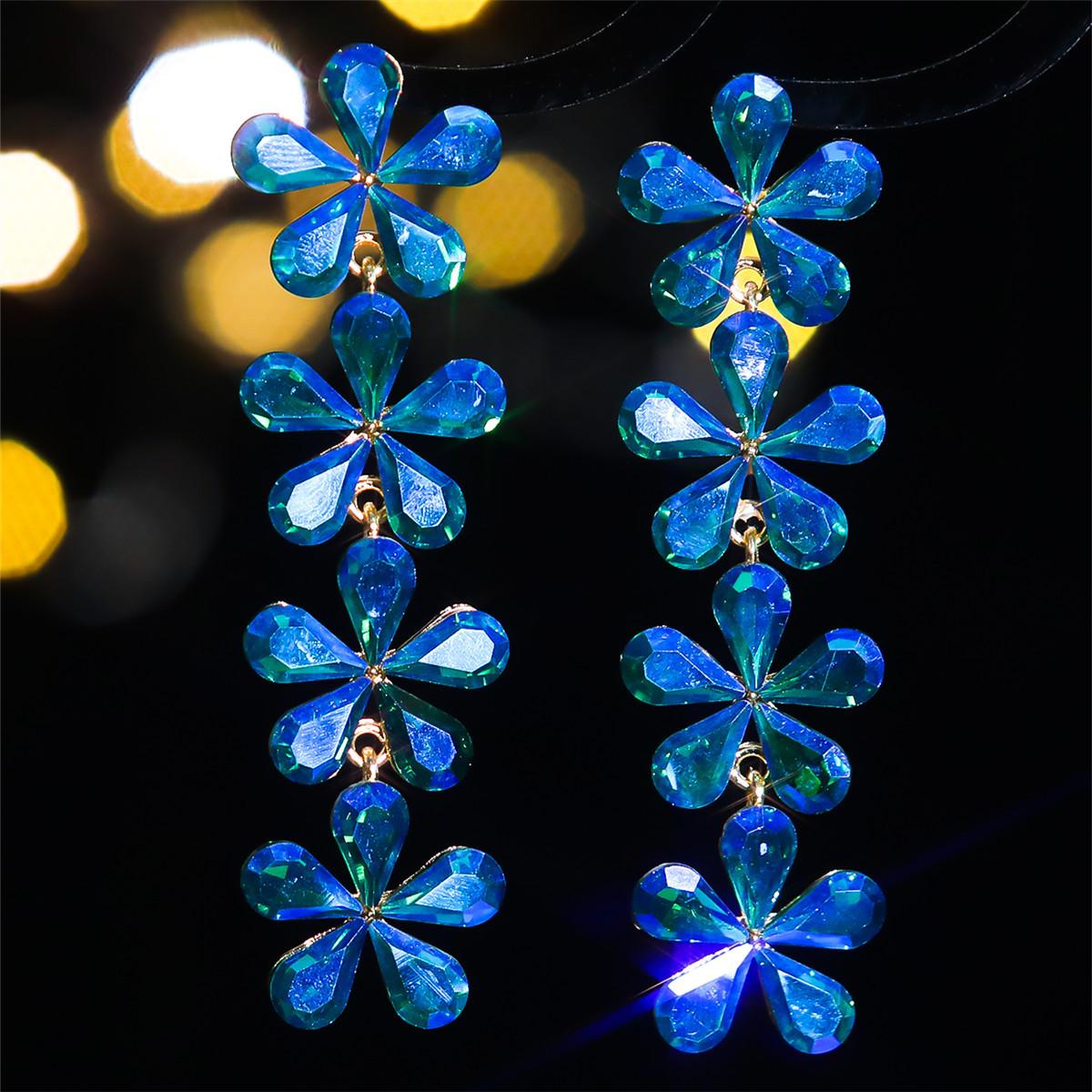 

Модные красочные блестящие серьги в форме цветка с кристаллами, роскошные женские серьги высокого класса, 1 пара