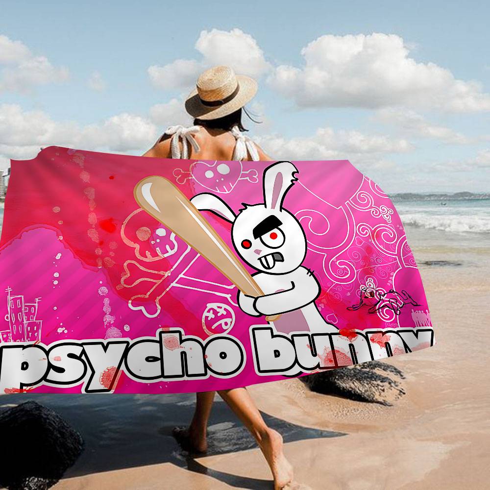 Asciugamano da Spiaggia in Microfibra P-Psycho Bunny di Lusso, Assorbente, Asciugatura Rapida, Morbido, per Yoga, Nuoto, Resort, Alpinismo