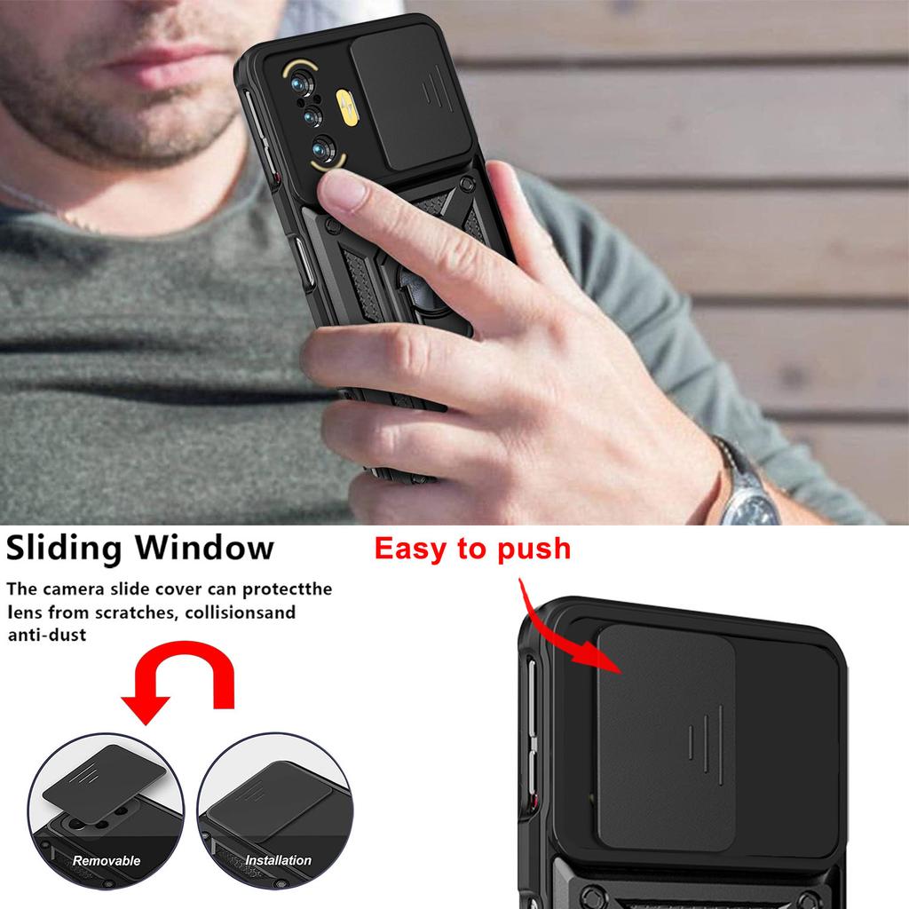 POCO F3 GT Armor Phone Case For Xiaomi POCO F3 GT Cover Lens Protection With Ring Magnetic Stand Holder Coque Fundas Capa Fall