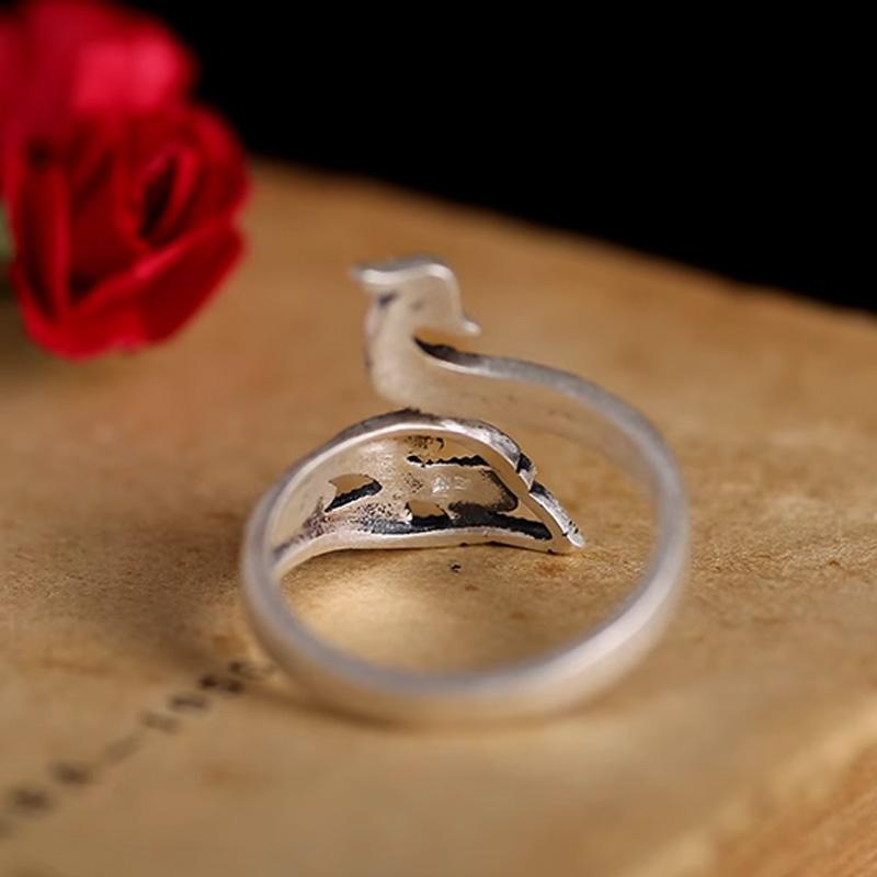 Retro Hollow Peacock Ring For Women Punk Gothic Rock Hiphop Open Ring Handmade Designer Zircon Unisex Accessories Lovers Gift