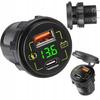 Car Motorcycle Boat Charger USB USB-C 3.4A Voltmeter 12V 24V
