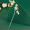 [Miaomyao] Kanzashi (hair ornament), single piece, for Japanese clothing, yukata, kimono, pearl, jade, golden branch and leaf design, silver hair