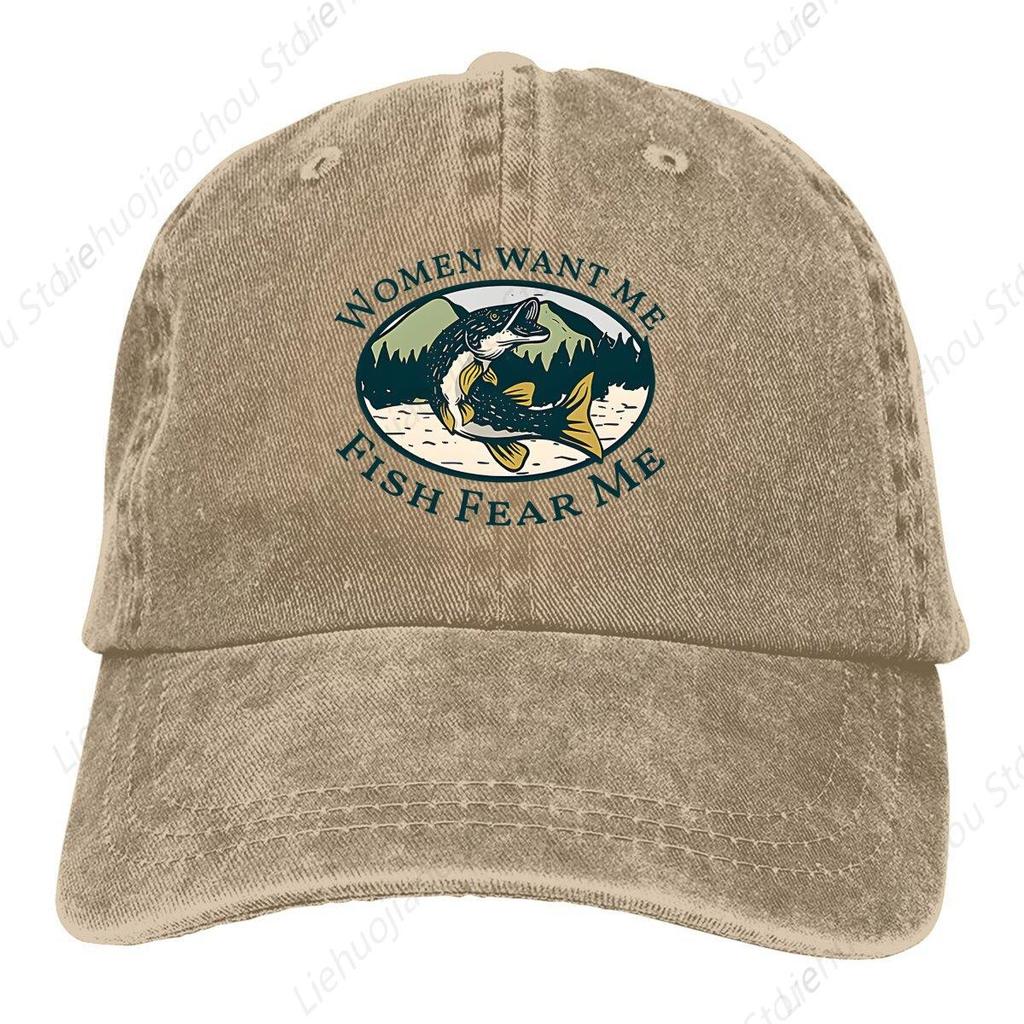 Frauen wollen mich Fische fürchten mich Sommerkappe Sonnenschild Hip Hop Kappen Fisch Lustiger Cowboyhut Schirmmützen