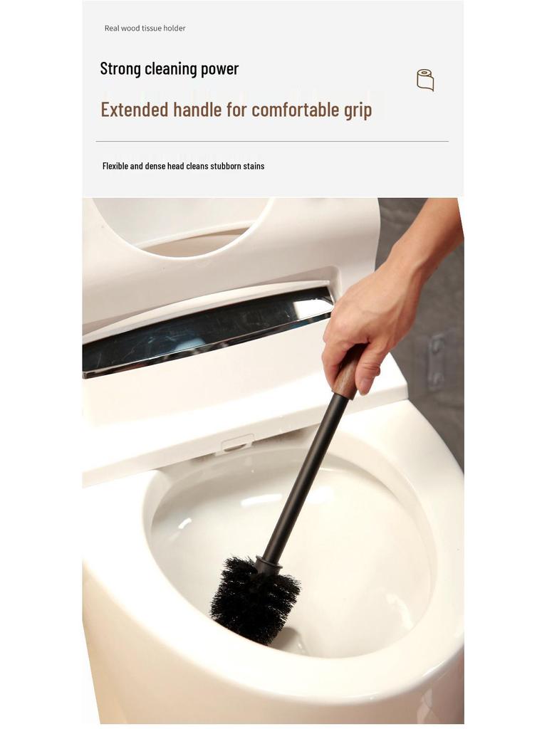 Zestaw ścienny z orzecha włoskiego do czyszczenia toalety - Czyszczenie bez martwych kątów