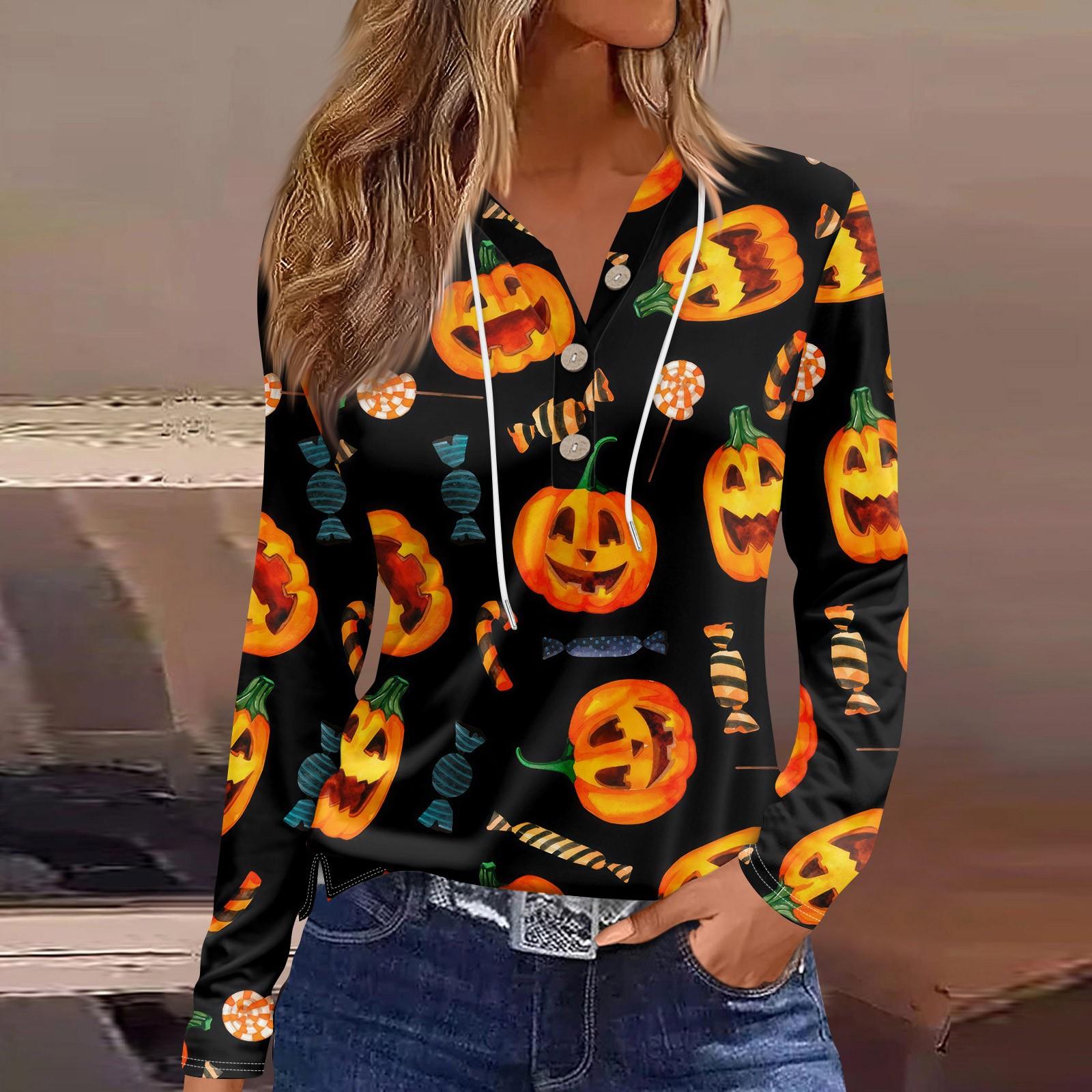 

Женская модная повседневная толстовка с капюшоном на Хэллоуин с декорированными пуговицами и длинными рукавами, футболка XXXL жёлтый