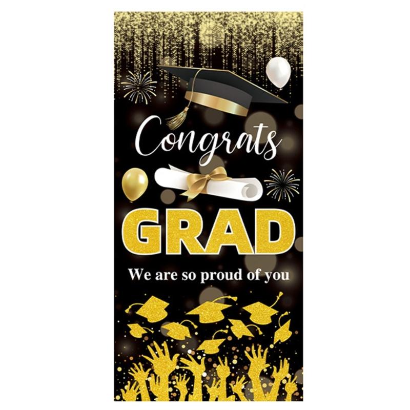 Polyester Graduation Flag 72.8X35.4Inch Graduation Backdrop Hanging Ornament For Festival Decoration Social Gathering