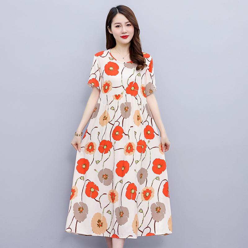 Casualowe letnie sukienki damskie z krótkim rękawem Eleganckie długie sukienki dla pań