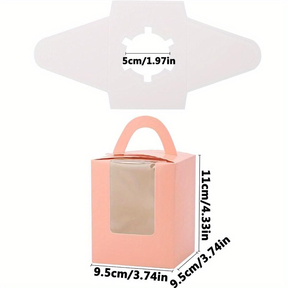 30pcs Cupcake Boxes Individual Cupcake Containers with Window Handle and Inserts Pink Gift Packing Box for Bakery Wrapping Party Favor Packing