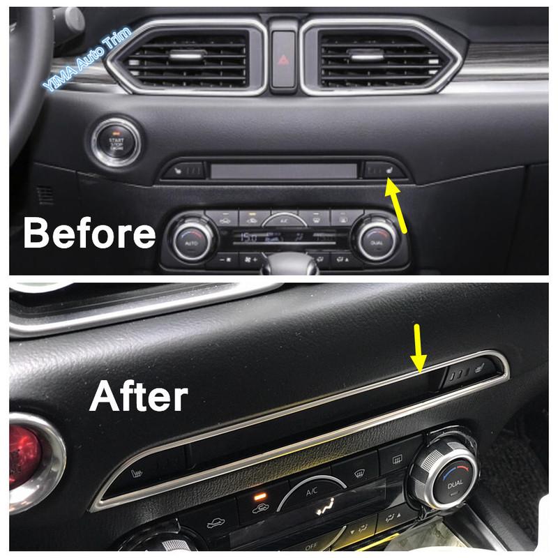 Door Handle Bowl / Window Lift Button / Water Cup Holder Cover Trim For Mazda CX-5 2017 - 2024 Silver Car Interior Accessories