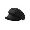 Thick Plush Octagonal Hat Women's British Solid Color Painter Hat Autumn Winter Newsboy Hat