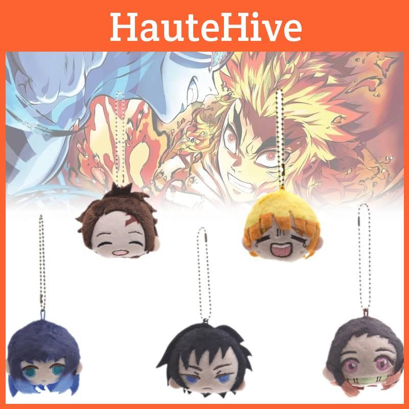 Adorable Demon Slayer Plush Brooch Keychain Featuring Tanjiro Inosuke Zenitsu Collectibles