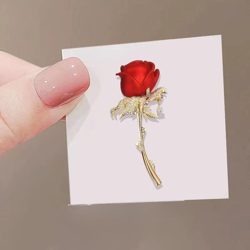 1st Pins Diamond Dubbade Brosch Rose Elegant Retro Modekläder Accessoarer