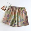 Japanische Sommer-Damen-Shorts 100% Baumwolle Vintage Garnweberei Bedruckt Nachtwäsche Dünn Locker Taschenshorts Hausanzug Hosen