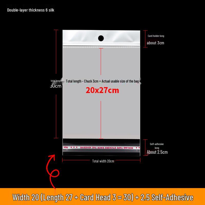 Self-Adhesive Transparent Jewelry Earring Bags with Header and Hanging Hole