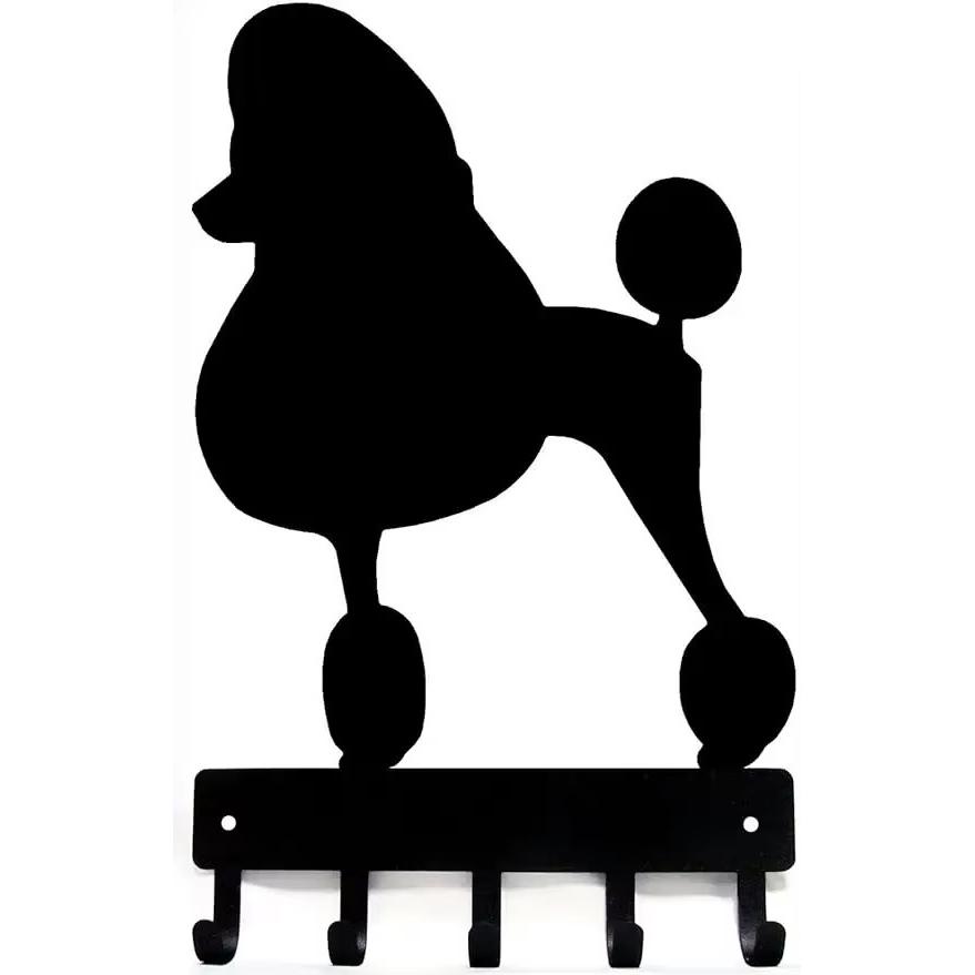 

1 шт. Собака пудель - Крючки для ключей и держатель брелока - 6 дюймов в ширину Металлическое настенное искусство для стильной организации светло-серый