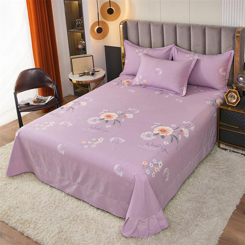 White Flower Printed Bed Sheet Set Simple Pink Cotton bedspread Thickened Bedding Set Luxury Soft Flat Sheet with Pillowcases