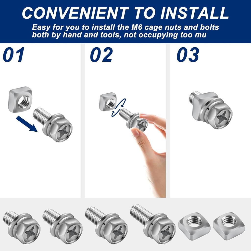 64 Pcs Battery Bolt Square Nut Kit Battery Bolts And Nuts, M6 304 Stainless Steel Motorcycle Battery Terminal Nuts And Bolt Kit,M6X10/12/14/16Mm