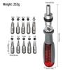 Telescopic Ratchet Screwdriver Set with German Irregular Bits