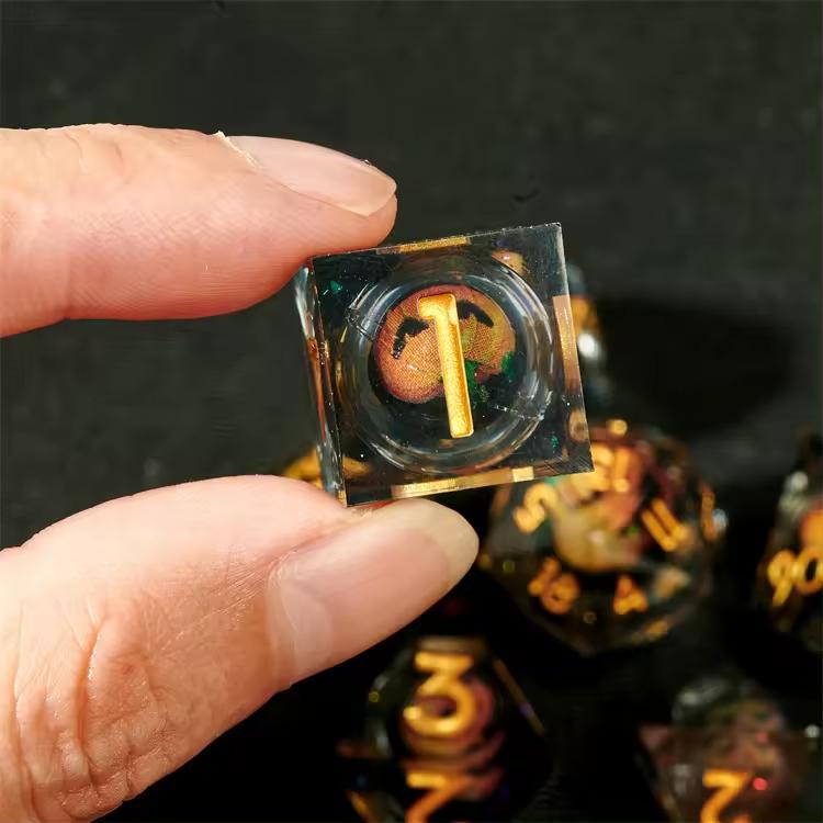 Haunted Pumpkin RPG Dice Set of 7 Liquid Dice
