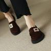 New Solid Color Round Toe Thick Bottom Rhinestone Square Buckle Decorative Women's Shoes Casual and Versatile
