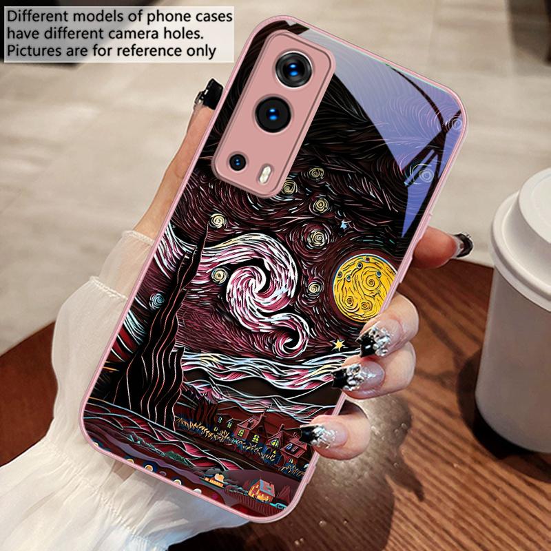 

Oil Painting Starry Sky For Vivo Y76 16 55 V29 Lite 5G 25 23 30 iQOO Z9X 12 Pro Neo X200 100 90 60 Tempered Glass Phone Case vivo iQOO 12 Pro