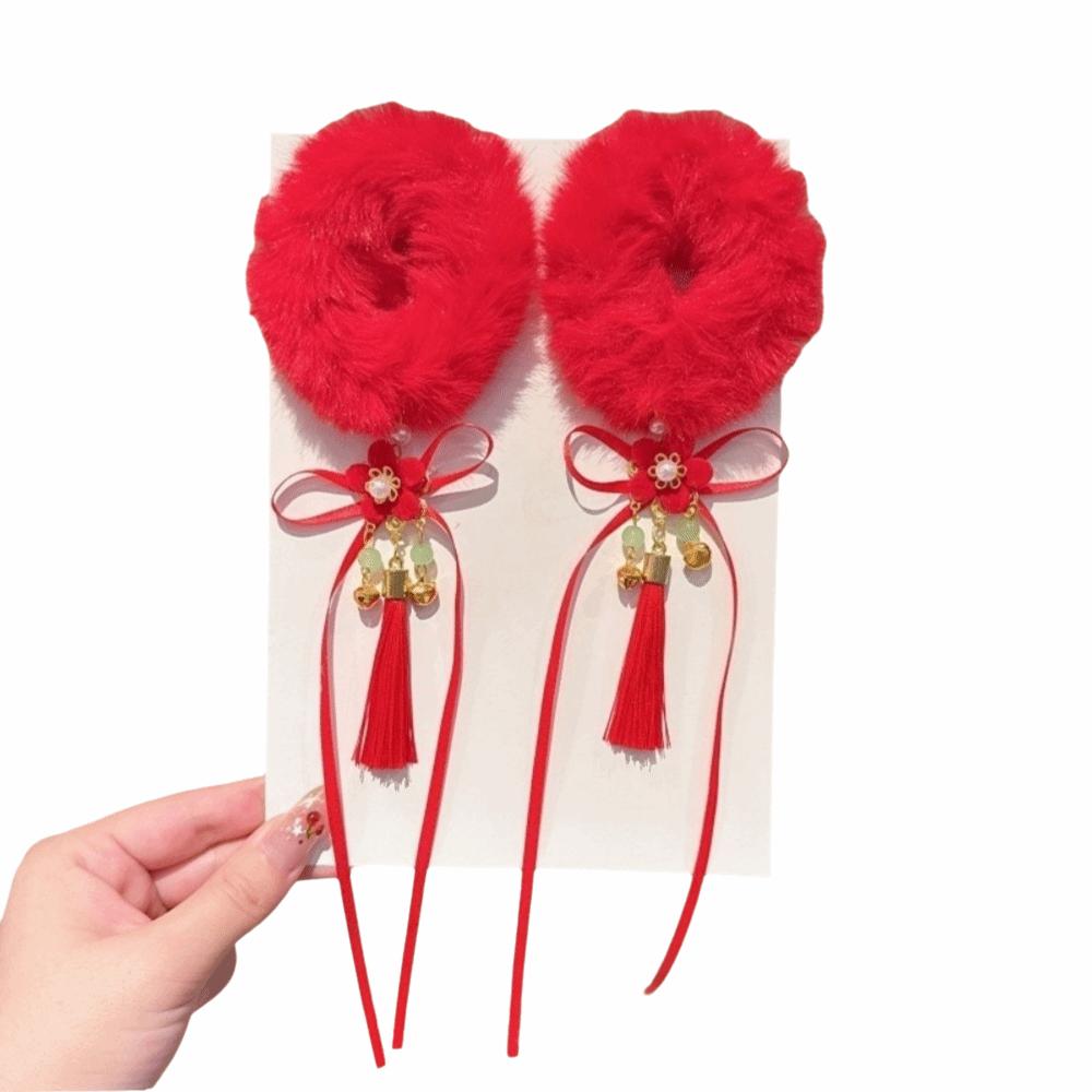 Traditional New Year Hair Ties Plush Children's Hair Ropes Celebration