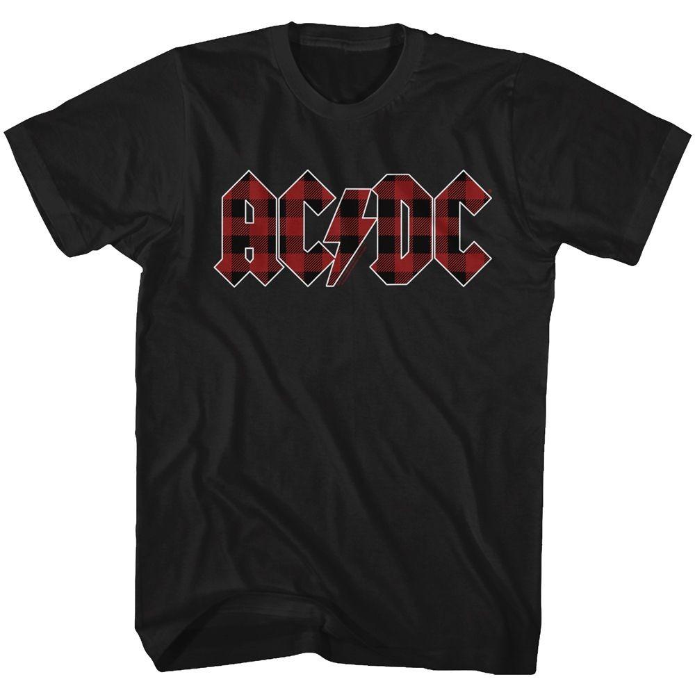 AC/DC Back In Black Клетчатая Черная Рок-н-ролл Музыкальная Группа Футболка Унисекс Футболка XXXXL