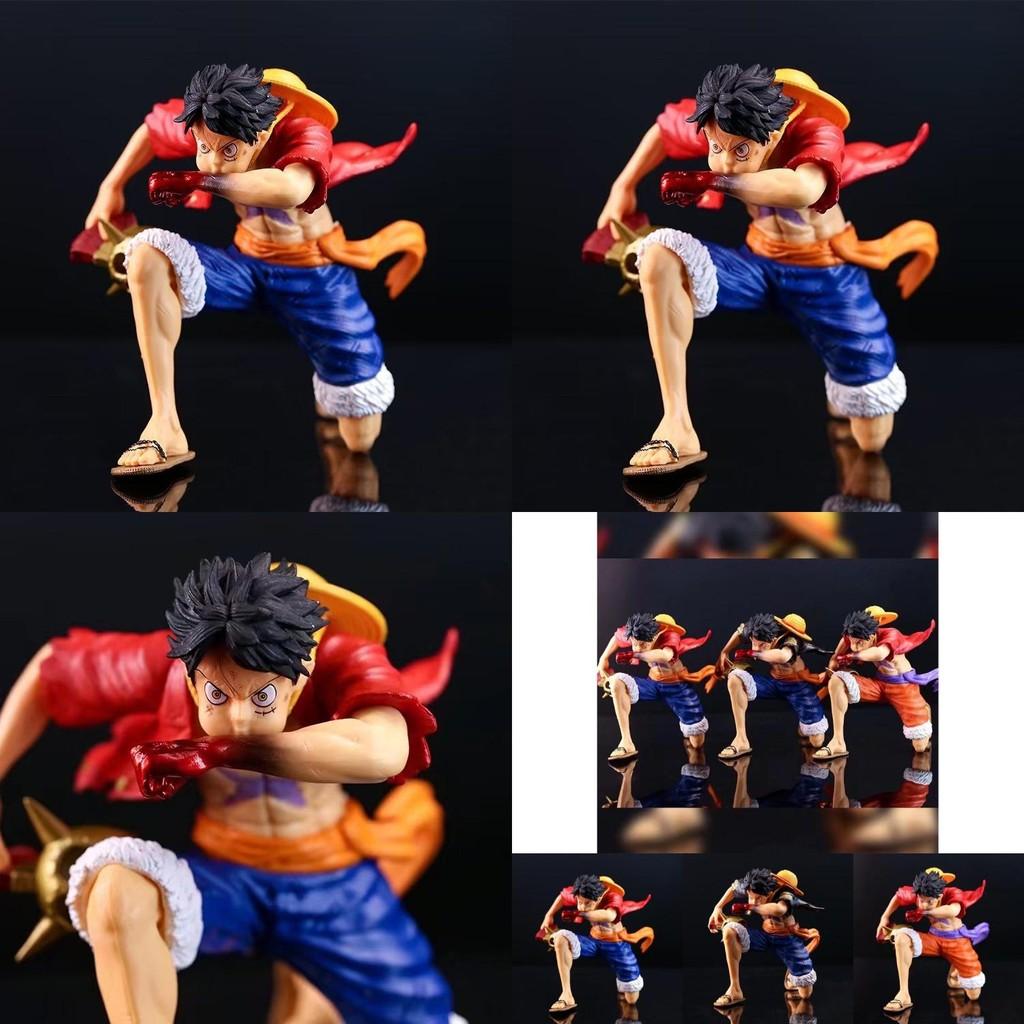 Impressive Pvc Anime Figure Of Luffy In Kneeling Pose With Three Eye-catching Colors